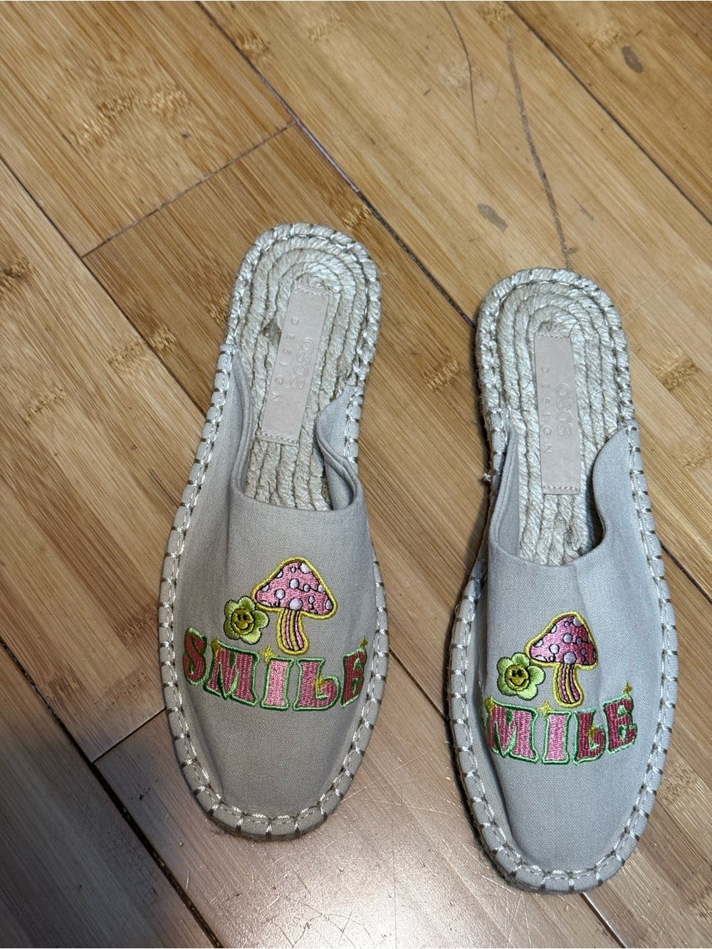 Sandals Neutral Gray 'Smile' Embroidered Slip-On Espadrilles